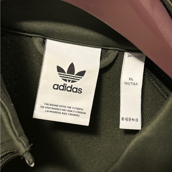 Adidas green sleeve logo zip up sweater jacket. Size XL - Picture 7 of 7